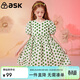 ASK JUNIOR女童連衣裙2024夏薄款中大童時(shí)尚波點(diǎn)滿(mǎn)印純棉公主裙 綠色 150 
