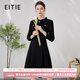 愛(ài)特愛(ài)（EITIE） 優(yōu)雅時(shí)尚荷葉領(lǐng)收腰a字小香風(fēng)連衣裙春秋新款女A2407309 極簡(jiǎn)黑20 XL 170