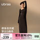 ubras【虞書(shū)欣同款】美形莫代爾羅紋方圓領(lǐng)長(cháng)袖吊帶連衣裙美拉德 長(cháng)袖連衣裙-咖啡粉末色 M