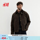 H&M男裝夾克2025年秋季新款寬松版蠟面棉質(zhì)哈靈頓式外套1295768 深綠色 L 175/108