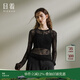 日著(zhù)RIZHUO【商場(chǎng)同款】紗衣T恤衫2025春季新款女裝修身輕薄長(cháng)袖 樹(shù)影黑 XL