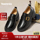 天美意樂(lè )福鞋粗跟學(xué)院英倫皮鞋女單鞋2026春新款 黑色 37