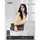 闊色條紋襯衫毛衣假兩件灰色上衣女26春季新款修身內搭針織衫秋冬 黃色 L