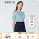 PORTS寶姿  新品商場(chǎng)同款女裝簡(jiǎn)約短袖露肩針織上衣SN8K701RKE004 煙波色 L