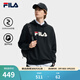 FILA 斐樂(lè )情侶款男女連帽衛衣冬季新款休閑寬松加絨保暖長(cháng)袖上衣 【常規款】正黑色-BK L 175/96A/L