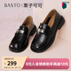 百思圖（BASTO）【栗子可可】百思圖秋商場(chǎng)新款英倫樂(lè )福鞋皮鞋女單鞋W0227CA5 黑色 36