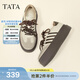 他她（TATA）烏梅子醬厚底德訓鞋女鞋新款休閑增高平跟板鞋W9B02AM6 米白/啡（單里） 36