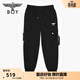BOY LONDON春季男女同款長(cháng)褲磨毛設計感老鷹時(shí)尚休閑工裝褲N34015 黑色 S