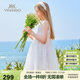 英氏（YEEHOO）女童公主裙兒童連衣裙中大童裝禮服無(wú)袖網(wǎng)紗背心裙子夏 白色 120 