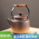 容山堂粗陶圍爐煮茶壺陶瓷燒水壺茶壺泡茶家用煮水壺煮茶爐套裝 粗陶火焰燒提梁壺-玄紋德鐘