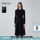 PRICH【綿羊毛】氣質(zhì)通勤拼接連衣裙冬季新款保暖顯瘦長(cháng)裙女 19黑色 M 165