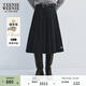 Teenie Weenie小熊女裝半身裙秋冬季新款學(xué)院風(fēng)氣質(zhì)優(yōu)雅中長(cháng)百褶裙 深灰色 XS
