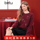 百圖（betu）女裝2026年春季新年戰袍毛針織衫亮片蝴蝶結裝飾顯瘦上衣2601T03 紅色 M