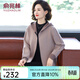 俞兆林媽媽秋裝外套女洋氣高貴2025新款格子上衣50歲春秋連帽中老年女裝 紫灰色【外套】 XL 建議115-130斤穿