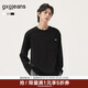 gxgjeans男裝 加厚磨毛口袋設計寬松圓領(lǐng)長(cháng)袖T恤男 25秋冬熱賣(mài) 黑色 春秋款 2XL (185)