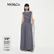 MO&Co.連衣裙夏含天絲桑蠶絲輕薄捏褶垂蕩長(cháng)裙MBE2DRS056 中花灰色 M /165