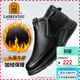 老人頭（LAORENTOU）棉鞋男冬季頭層牛皮加絨保暖套腳爸爸鞋棉皮靴男 LA51718 黑38