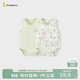 童泰（TONGTAI）嬰兒包屁衣夏季純棉男女寶寶衣服無(wú)袖連體衣三角哈衣爬服綠色80cm