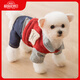 喵先生 寵物狗狗衣服小型犬泰迪衣服冬季狗衣服小狗幼犬衣服四腳棉 紅色格子四腳褲S碼 建議3-5斤內