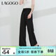 LAGOGO【防曬抗菌】寬松休閑褲女拉谷谷夏季新款冰絲闊腿褲不易皺 黑色(W1) M