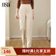 歐莎（OSA）高腰直筒毛呢西裝褲女秋冬季2025年新款寬松顯瘦休閑褲子 米杏色 M