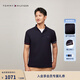 Tommy Hilfiger【撞色袖口】春夏男裝珠地網(wǎng)眼休閑商務(wù)翻領(lǐng)短袖T恤POLO衫 藏青色DW5 M （推薦：135-150斤）