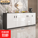 餐邊柜餐廳廚房櫥柜客廳大容量收納儲物矮柜簡(jiǎn)易臥收納儲物柜子 【加厚五門(mén)大容量】白灰色1.8米