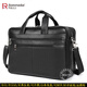 羅梅達爾（Rommedal）商務(wù)公文包男牛皮多層大容量斜跨包電腦包文件包男士手提單肩包 黑色 17寸