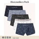 Abercrombie & Fitch男裝5條組合裝彈力舒適柔軟經(jīng)典LOGO四角內褲114-3049 藍色和灰色調-麋鹿標識圖樣 5條 M