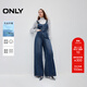 ONLY秋季休閑百搭顯瘦高腰背帶褲牛仔褲女|12437M004 J35 復古牛仔 L L標準褲長(cháng)