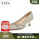 他她（TATA）春商場(chǎng)同款時(shí)尚休閑中高跟單鞋女新款7QT08AQ5 金色 39