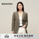 愛(ài)居兔混色亞麻仿牛仔西服秋季新款女栗色墊肩外套EWXSJ3Q003A 咖色03 M