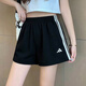 阿迪達斯（adidas）運動(dòng)短褲女褲2026夏季新款黑色熱褲女款跑步健身透氣休閑褲子女 JD0908/黑色/三條紋 L