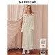 MAXRIENY游牧風(fēng)穿搭長(cháng)袖v領(lǐng)微收腰毛織連衣裙秋 米白 M