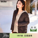 MsShe菱格輕薄羽絨服加大碼女裝秋冬裝胖mm高端短款外套女士200斤 拿鐵色現貨 3XL