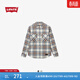 Levi's李維斯秋冬男士英倫校園風(fēng)vintage高街翻領(lǐng)格紋襯衫外套 藍棕色格紋 S