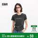 森馬（Semir）短袖T恤女夏季短款修身正肩字母印花衣服褶皺收腰101325100007