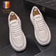 古士旗（GUSKI）夏季真皮透氣小白鞋簡(jiǎn)約百搭厚底休閑鞋韓版舒適板鞋潮流運動(dòng)男鞋 白色/標準版 40