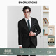 By Creations【100%羊毛】柏品西服套裝男士高檔商務(wù)正裝新郎結婚訂婚禮服西裝 黑色 50