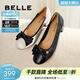 百麗（Belle）時(shí)尚百搭高跟單鞋女商場(chǎng)柔軟舒適羊皮淺口單鞋媽媽鞋B5T1DCQ4預售 黑色 36 (230mm)