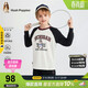 暇步士（Hush Puppies）童裝兒童學(xué)院風(fēng)T恤春秋男女童卡通圓領(lǐng)衫上衣 藏藍 150