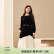 纖莉秀【星空】?jì)?yōu)雅赫本風(fēng)絲絨拼接連衣裙大碼女裝胖mm冬新款4114 黑白色 2XL