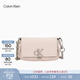 Calvin Klein休閑通勤單肩包禮物鏈條包包金屬字母旋扣翻蓋CK女包斜挎馬鞍包
