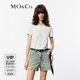 MO&Co.短袖T恤彈力棉夏美式復古撞邊圓領(lǐng)正肩微修身白色摩安珂 本白色 S 160