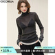 COCOBELLA白色時(shí)尚miu系高領(lǐng)微透視打底衫女新混搭上衣UT3220 星夜藍 （不含內搭） XL