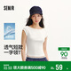 森馬（Semir）涼感T|短袖T恤女夏季短款一字領(lǐng)緊身套頭衫2026上衣109326100032