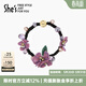 She's茜子盧梭假日刺繡花朵珍珠盤(pán)發(fā)圈馬尾皮筋頭繩頭花發(fā)飾生日禮物女 紫色E0