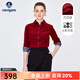 Navigare意大利小帆船燈芯絨襯衫女秋冬純棉長(cháng)袖襯衣時(shí)尚通勤開(kāi)衫 勃艮第紅 XL