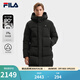 FILA 斐樂(lè )官方男士長(cháng)款羽絨服冬季新款基礎休閑連帽保暖外套 正黑色-BK XL 180/100A/XL