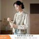 香影新中式立領(lǐng)襯衫女長(cháng)袖2026春季新款盤(pán)扣米白提花正肩國風(fēng)襯衣 卡其色背心B843206 S